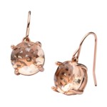 Rose gold plated Steel Hook Style Champagne CZ Earrings